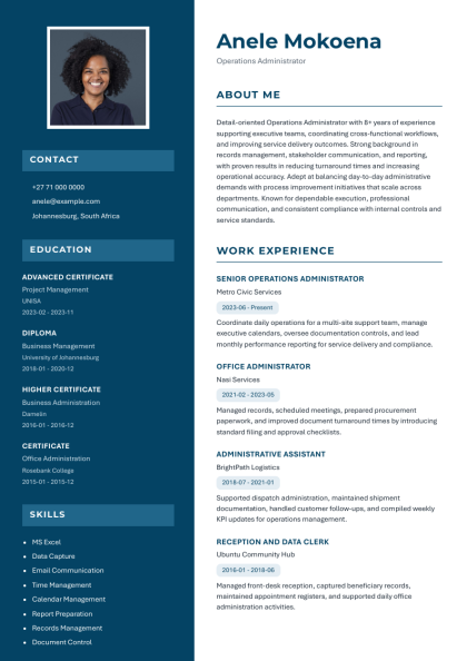 Classic Bursary Profile CV template preview