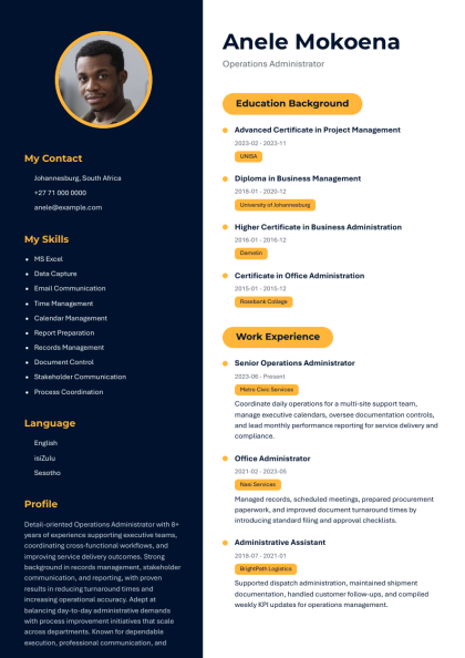 Pro Intern CV template preview