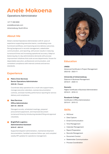Modern Graduate CV template preview